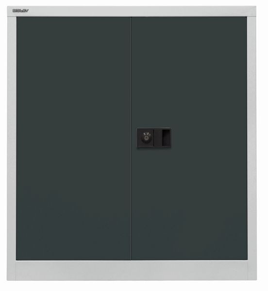 Armoire universelle à portes battantes Bisley, 1 étagère, 2 OH, corps gris clair, façades gris anthracite, E402A01525