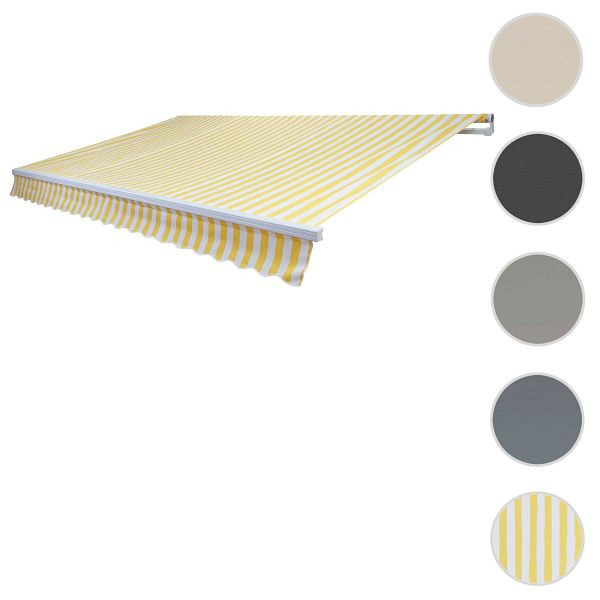 Housse de rechange Mendler pour auvent T791, housse de rechange pour auvent à bras articulé protection solaire, 4,5x3m, acrylique jaune-blanc, 77456