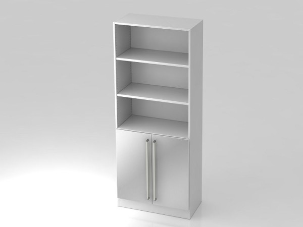 Armoire Hammerbacher 5OH, 2 portes sous le panneau de plinthe, poignée chromée blanc/argent, 80x42x200,4 cm (LxPxH), V7700/W/S/CE