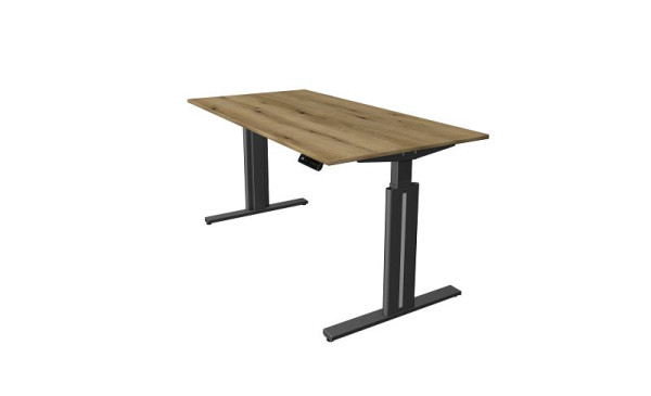 Table assis/debout Kerkmann L 1600 x P 800 mm, réglable en hauteur électriquement de 720 à 1200 mm, fonction mémoire, 4 hauteurs, chêne, 10323555