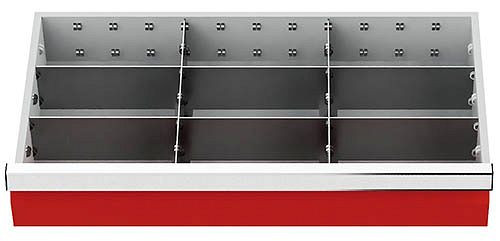 Bedrunka+Hirth inserts de tiroir R 24-12, pour hauteur de panneau 100 mm, 2 x MF 300 mm, 6 x TW 200 mm, 08.88.38
