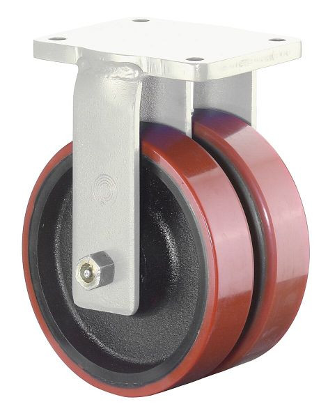 BS wheel roulette double robuste, roulette fixe, largeur 2x50 mm, Ø200 mm, jusqu'à 2000 kg, bande de roulement polyuréthane moulé 95 Shore A, fonte, roulement à billes, S110.C10.200