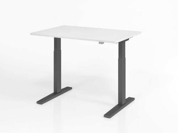 Bureau Hammerbacher XMKA12, 120 x 80 cm, plateau : blanc, épaisseur 25 mm, chant épais en ABS, forme rectangulaire, graphite, VXMKA12/W/G