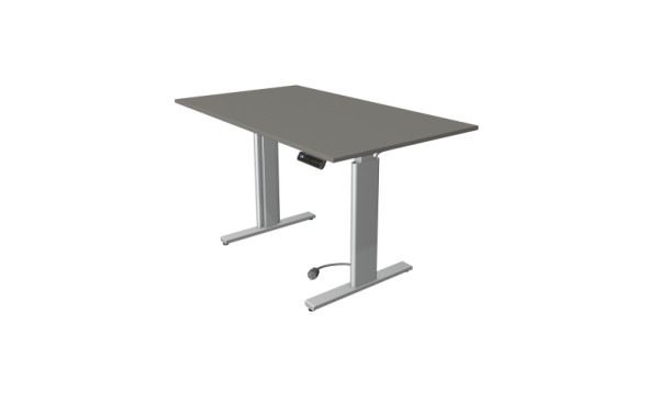 Table assis/debout Kerkmann Move 3 tubes, L 1400 x P 800 mm, réglable en hauteur électriquement de 720 à 1200 mm, graphite, 10236512