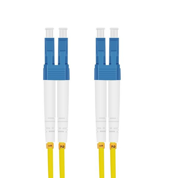 Câble patch fibre optique Helos LC/LC duplex 9/125µm OS2 jaune 0,5m, 196061