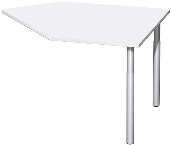 table d'extension de données geramöbel à droite avec pieds de support, matériel de liaison inclus, réglable en hauteur, 1060x1225x680-820, blanc/argent, N-657105-WS