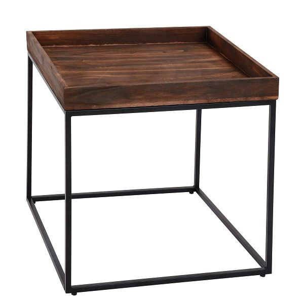 Table d'appoint Mendler HWC-K71, table basse table basse, bois de paulownia métal 60x60x60cm, marron foncé, 96859