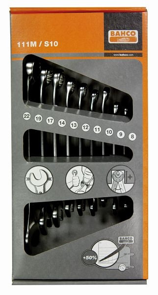 Jeu de clés mixtes Bahco, 10 pièces, en boîte, 8-22 mm, 111M/S10