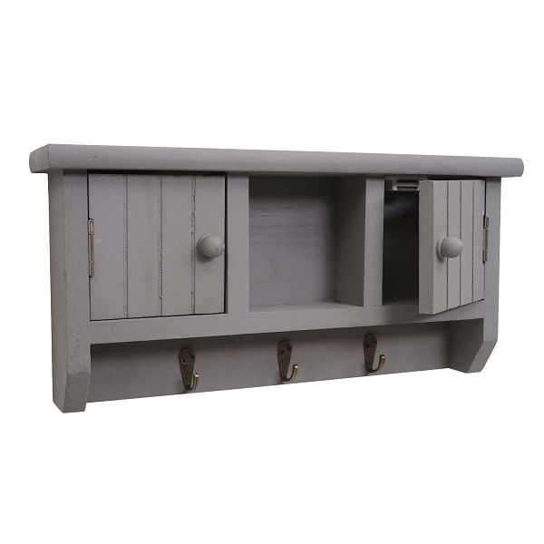Mendler HWC-A48 clavier, boîte à clés clavier avec portes, bois massif, gris, 74515