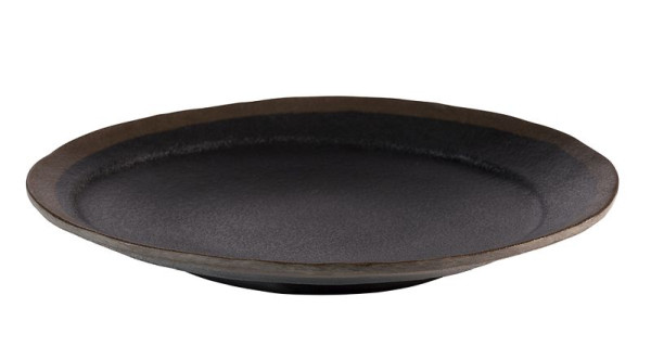 Assiette APS -MARONE-, Ø 20,5 cm, hauteur: 2,5 cm, mélamine, noir, avec bord marron, 84729