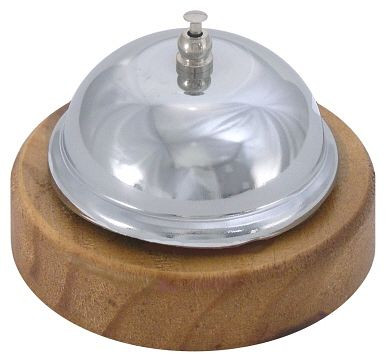 Sonnette de réception contacto sur socle en bois chromé, 1048/001