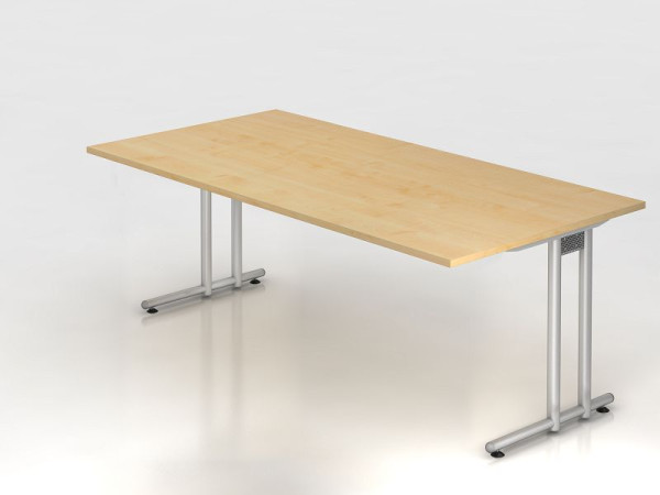 Bureau Hammerbacher pied C 200x100cm érable/argent, hauteur de travail 72 cm, VNS2E/3/S