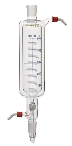 Entonnoir compte-gouttes Rettberg, thermorégulé, 2000 ml, manchon/noyau NS 29/32, robinet en verre 6 mm, sans tube d'équilibrage de pression, gradué, 134041063