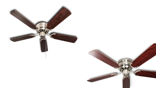 Ventilateur de plafond extra plat Pepeo Kisa Deluxe pales nickel brossé palissandre / noyer foncé, 105620192OL