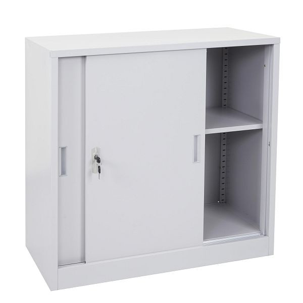 Classeur Mendler Boston HWC-F41, armoire en acier, avec portes coulissantes 90x90x45cm, gris, 69588