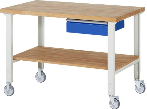 Etabli mobile RAU (réglable en hauteur) 7001A7, 1500x900x950-1000mm, 2 roulettes fixes et roulettes pivotantes chacune, 05-7001A7-159B4H22.11