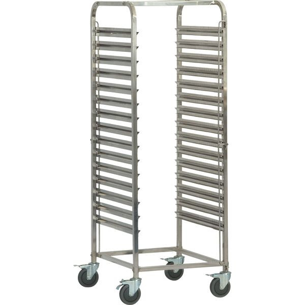 Chariot à plateaux Stalgast en acier inoxydable, adapté pour 16 x plateaux 600 x 400 mm, 470 x 620 x 1735 mm (LxPxH), LT0707064