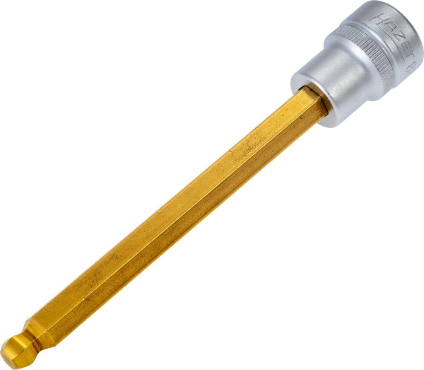 Douille tournevis Hazet, carré creux 10 mm, profil à six pans creux, 7 mm, version longue avec tête sphérique, 8801KK-7