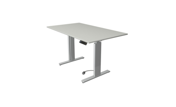 Table assis/debout Kerkmann Move 3 tubes, L 1400 x P 800 mm, réglable en hauteur électriquement de 720 à 1200 mm, gris clair, 10236511