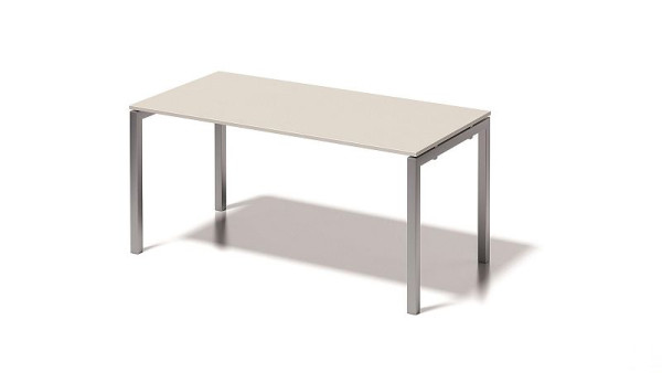 Bureau Bisley Cito, structure en U hauteur fixe 730 mm, H 19 x L 1600 x P 800 mm, gris blanc/argent, DUF1608GW355