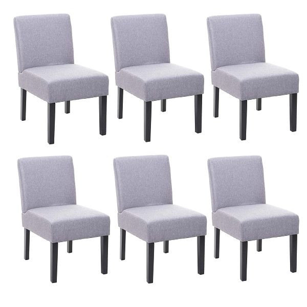 Mendler Lot de 6 chaises de salle à manger HWC-F61, chaise lounge chair, tissu/textile, gris, 3x70173