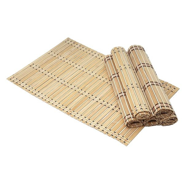 Set de table 6 pièces Mendler HWC-C13, set de table, set de table, bambou lavable 45x30cm, marron clair, 60927