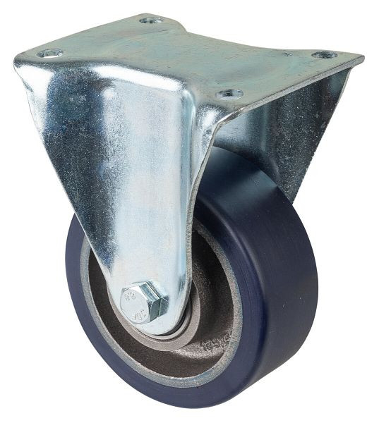 Roues BS Roulette robuste, roulette fixe, largeur de roue 50 mm, Ø roue 125 mm, capacité de charge 400 kg, polyuréthane coulé 78 Shore A, fonte, roulement à billes, N110.C11.126
