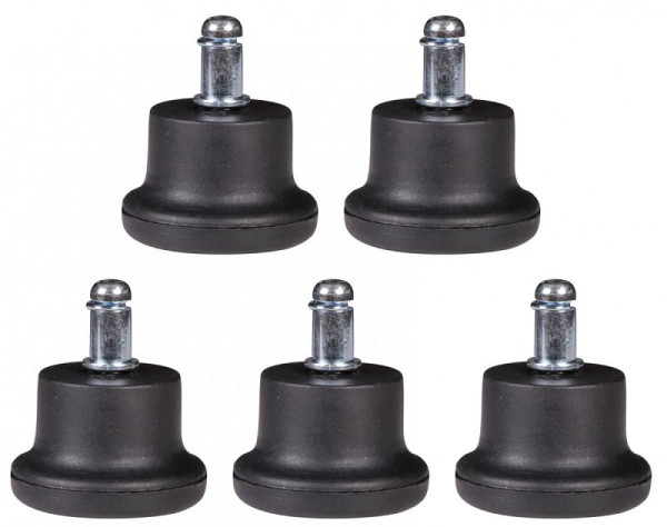 Amstyle Lot de 5 Patins de Sol/Pieds Design en Plastique pour Chaise de Bureau Rond Noir 11 mm, SPM1.915