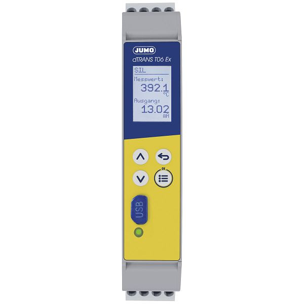 Transmetteur JUMO 4 fils, 0 à 100°C, Pt100dl, RS485 Modbus, SIL, agrément Ex, 00729720