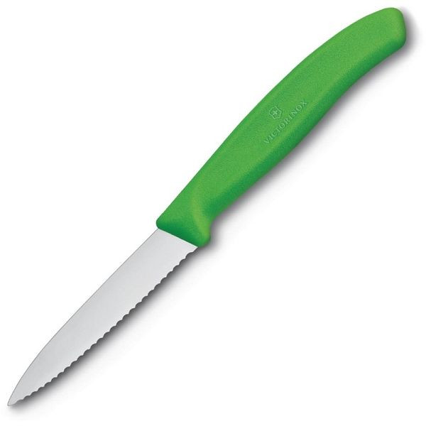 Couteau d'office Victorinox bord dentelé vert 8cm, CP841