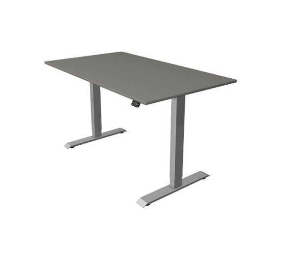 Kerkmann Move 1 table assis/debout blanc/argent, L 1400 x P 800 mm, réglable en hauteur électriquement de 740 à 1230 mm, pied en T argent, graphite, 10229712