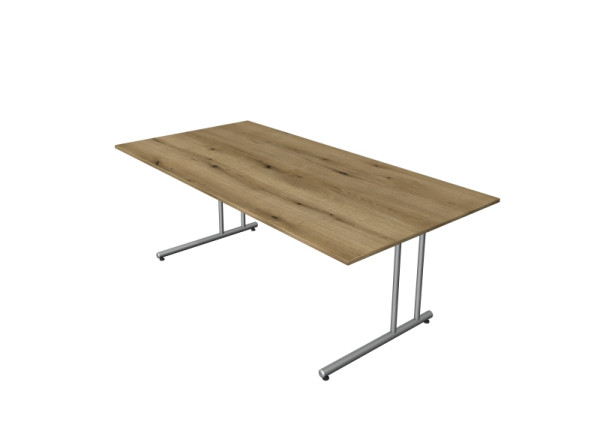 Bureau Kerkmann start-up, extra large, L 2000 x P 1000 x H 750 mm avec pied en C en aluminium argent, chêne, 11434255