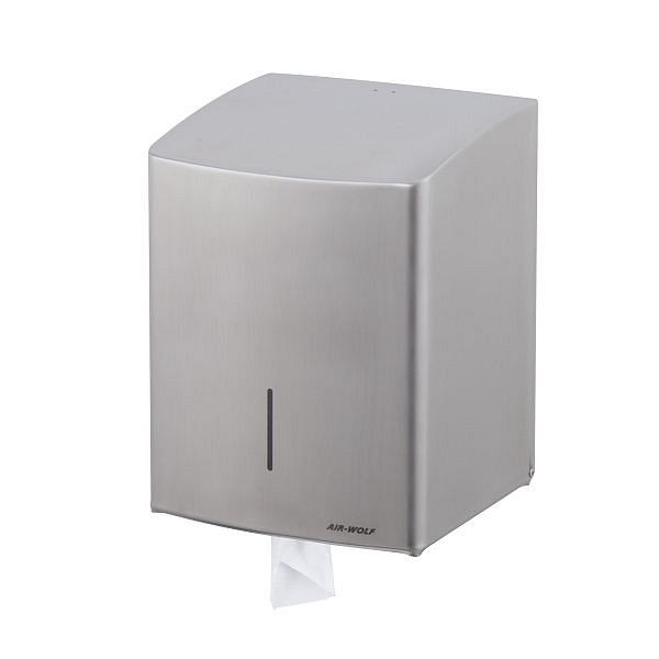 Distributeur d'essuie-mains en rouleau Air Wolf, série Alpha, H x L x P : 345 x 265 x 221 mm, acier inoxydable brossé, 60-118