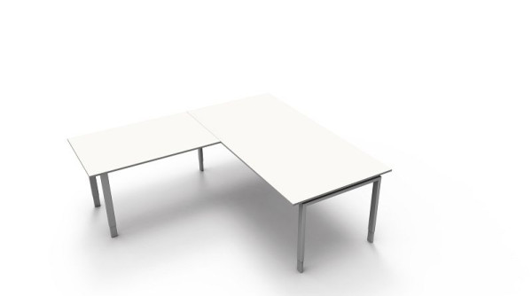 Kerkmann bureau extra large / table de réunion L 2000 x P 1000 x H 680-820 mm avec table d'extension, forme 5, couleur : blanc, 11417010