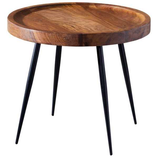 Table d'appoint Wohnling 46 x 40 x 46 cm bois de Sesham métal, WL5.674