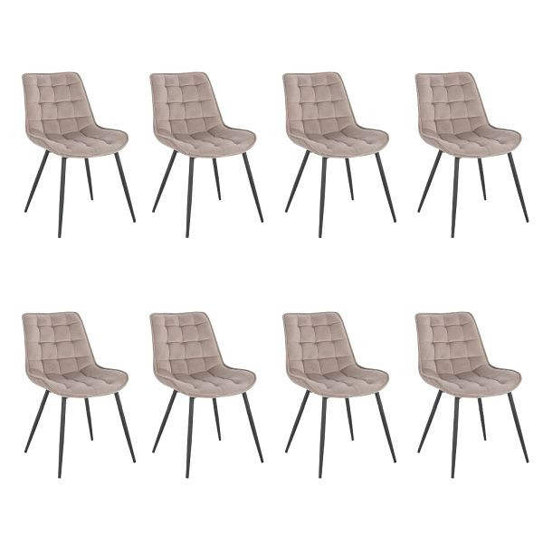 HOME DELUXE chaise de salle à manger rembourrée lot de 8 IKALO – velours marron clair, 50870