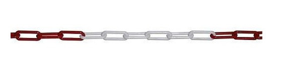 Chaîne de barrière DENIOS en plastique, longueur 10 m, rouge/blanc, diamètre 6 mm, 236-900