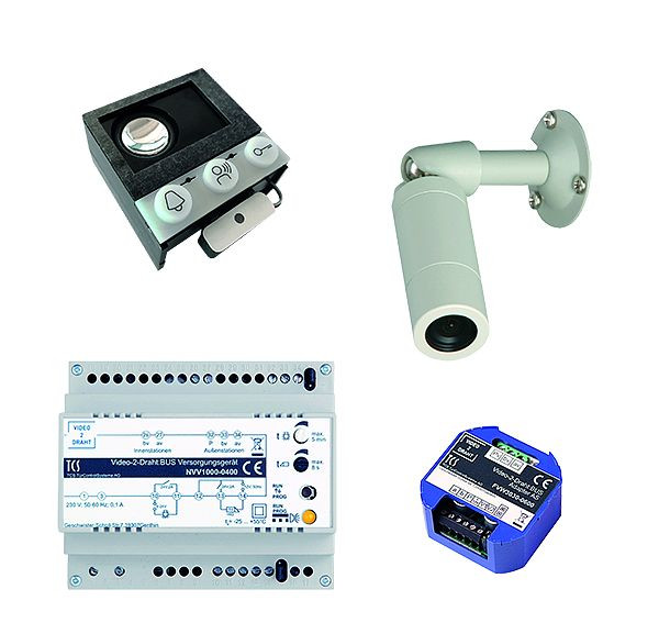 TCS vidéo : kit V2D avec platine de rue intégrée ASI12000 + caméra intégrée FVK3220 + adaptateur V2D FVW3030 + bloc d'alimentation NVV1000, VK06