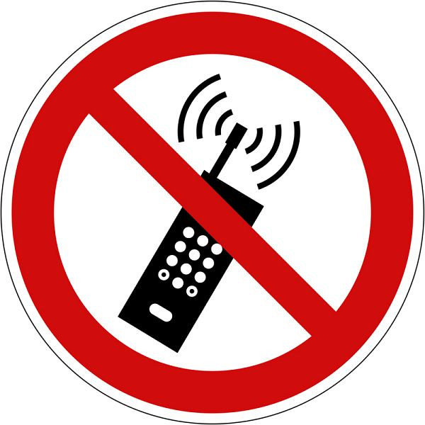 Panneau d'interdiction Eichner "Radio mobile interdite", Ø 20 cm, film PVC, autocollant pour usage intérieur et extérieur, 9225-10070-020