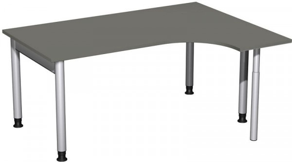 Bureau PC geramöbel droit, réglable en hauteur, 1600x1200x680-820, graphite/argent, N-657307-GS