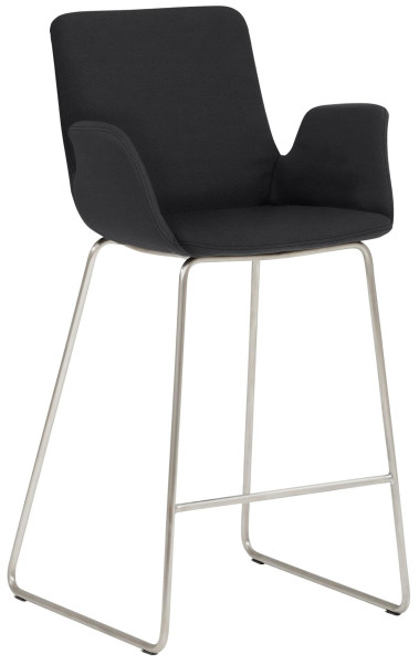 Tabouret Mayer Sitzmöbel , piètement luge en acier inoxydable brossé, accoudoirs intégrés, entièrement rembourré, hauteur d'assise 65 cm, anthracite, 1222_K4_30487