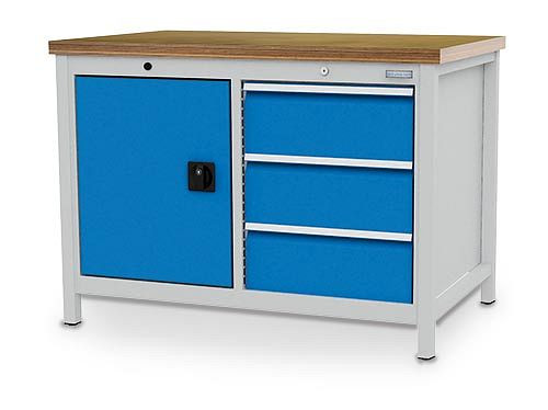 Établi à caisson Bedrunka+Hirth série 1200 R18-24, 3 x 200 mm, tiroir à extension complète, 1200 x 750 x 859 mm, 03.12.15V