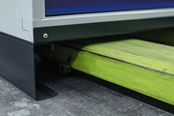 Base de chariot élévateur KLW avec plaque de support, pour coffre-fort 08/87S-4 (400 x 500 mm L x P), HS100-400-500