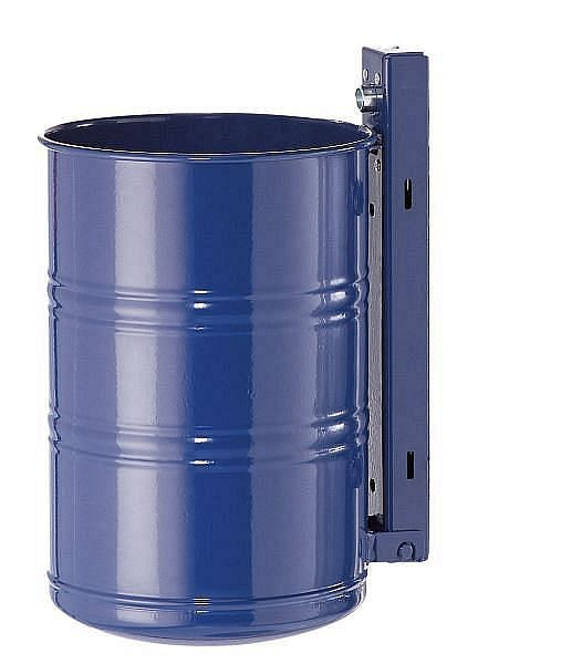 Conteneur à déchets Renner d'environ 20 L, non perforé, pour montage mural et sur poteau, galvanisé à chaud et revêtement par poudre, bleu cobalt, 7003-01PB 5013