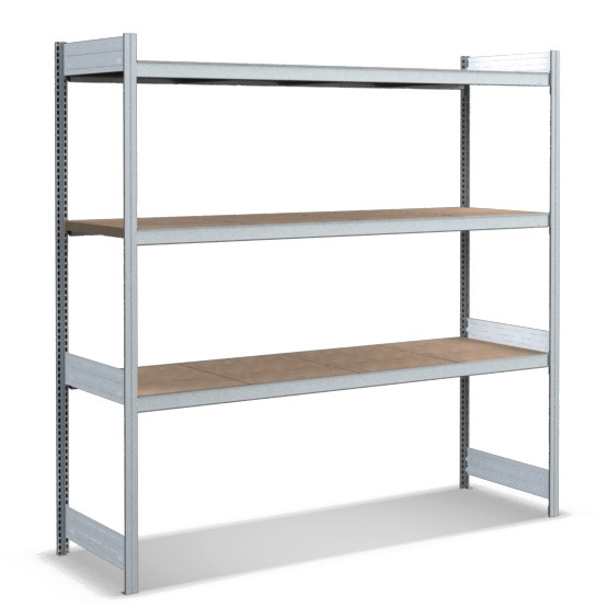 BITO grande étagère set /350kg 1999x2066x624 3 niveaux aggloméré galvanisé, C1255-0008