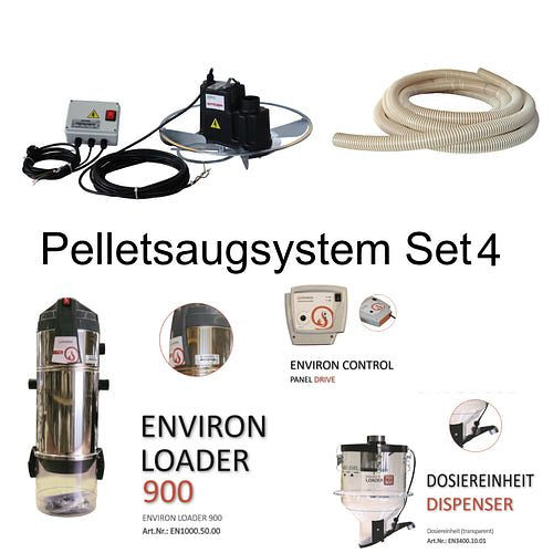 Système d'aspiration de granulés Environ set 4 - évacuation des granulés par le haut à l'aide d'Environ Spiderhug, PESET4