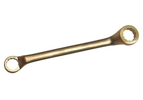 Clé polygonale double DENIOS, 16 x 17 mm, coudée, bronze spécial, pour zones Ex, 250-322