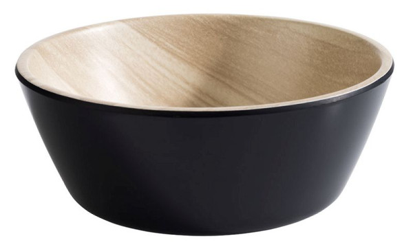 Bol APS -FRIDA-, Ø 12,5 cm, hauteur : 4,5 cm, mélamine, intérieur : aspect bois, extérieur : noir, 84606