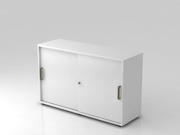 Armoire à portes coulissantes Hammerbacher 2OH 120cm poignée rayée blanc/blanc, 120x40x74,8 cm (LxPxH), V1752S/W/W/SG