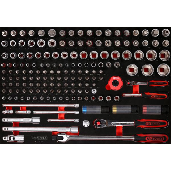 KS Tools PERFORMANCEplus jeu d'outils 167 pièces clé à douille 1/4'+1/2', 811.0167
